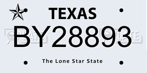 BY28893 Texas License Plate