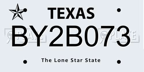BY2B073 Texas License Plate