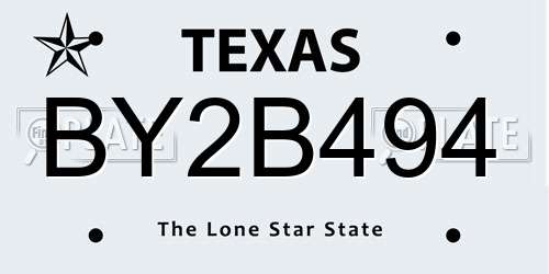 BY2B494 Texas License Plate