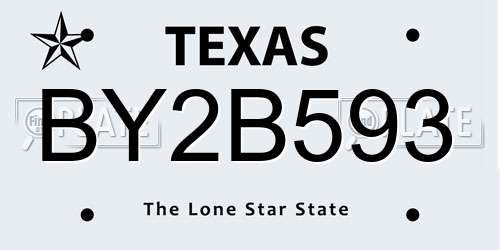 BY2B593 Texas License Plate