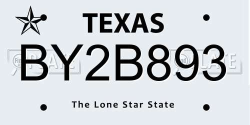 BY2B893 Texas License Plate