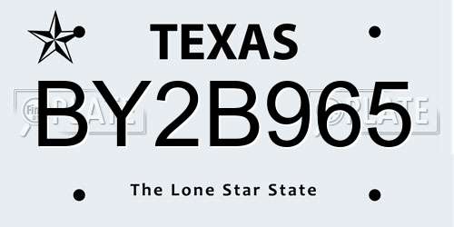 BY2B965 Texas License Plate
