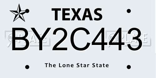 BY2C443 Texas License Plate