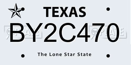 BY2C470 Texas License Plate