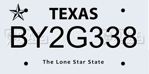 BY2G338 Texas License Plate