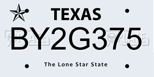 BY2G375 Texas License Plate