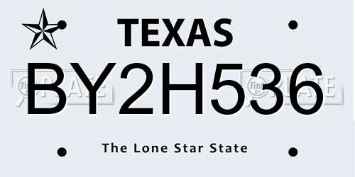BY2H536 Texas License Plate