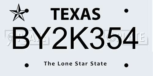 BY2K354 Texas License Plate