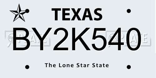 BY2K540 Texas License Plate