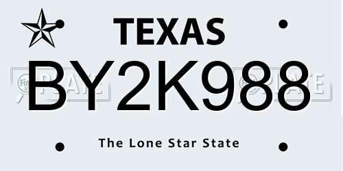 BY2K988 Texas License Plate