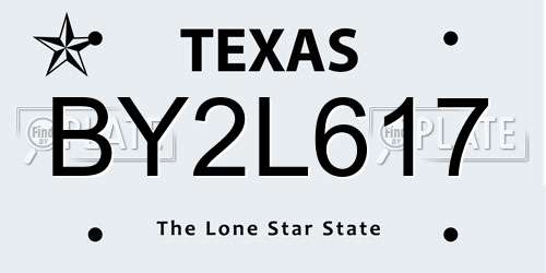 BY2L617 Texas License Plate