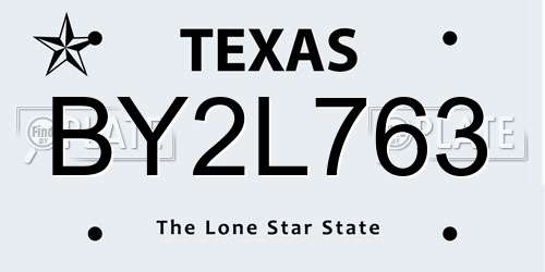 BY2L763 Texas License Plate