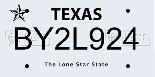 BY2L924 Texas License Plate