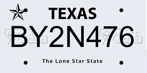 BY2N476 Texas License Plate