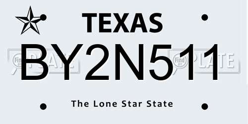 BY2N511 Texas License Plate
