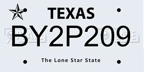 BY2P209 Texas License Plate