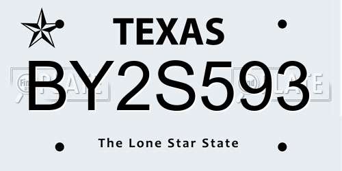 BY2S593 Texas License Plate