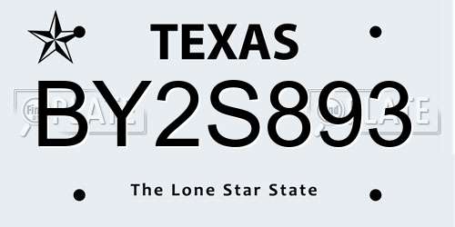 BY2S893 Texas License Plate