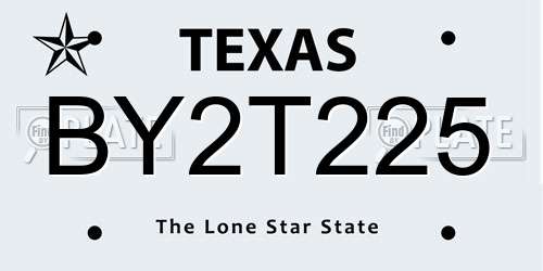 BY2T225 Texas License Plate