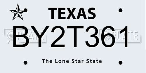 BY2T361 Texas License Plate