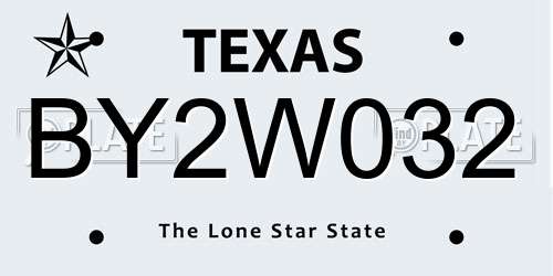BY2W032 Texas License Plate