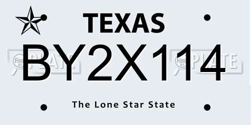 BY2X114 Texas License Plate