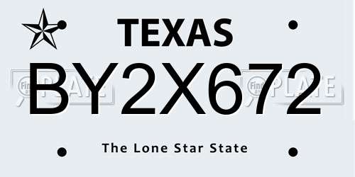 BY2X672 Texas License Plate