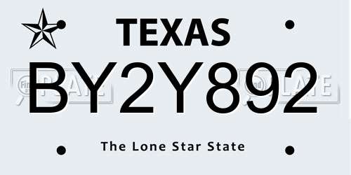 BY2Y892 Texas License Plate