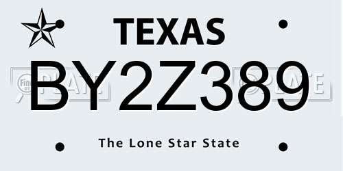 BY2Z389 Texas License Plate