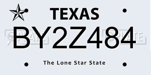 BY2Z484 Texas License Plate