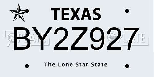 BY2Z927 Texas License Plate