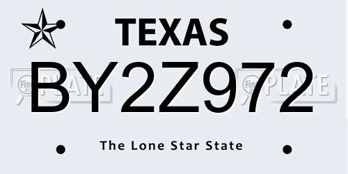 BY2Z972 Texas License Plate