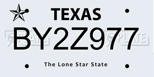 BY2Z977 Texas License Plate