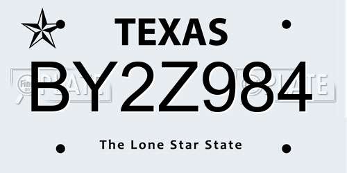 BY2Z984 Texas License Plate