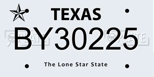 BY30225 Texas License Plate