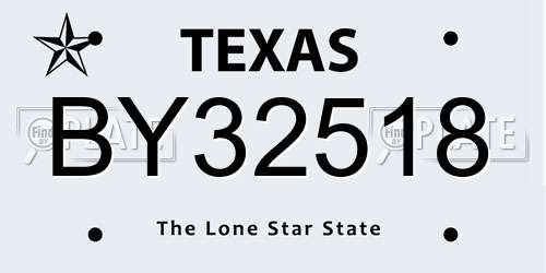 BY32518 Texas License Plate