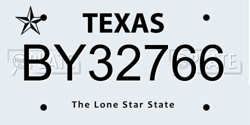 BY32766 Texas License Plate