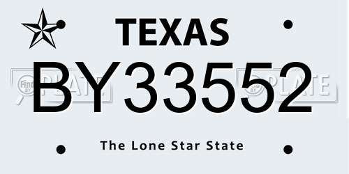 BY33552 Texas License Plate