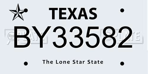 BY33582 Texas License Plate