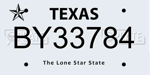 BY33784 Texas License Plate