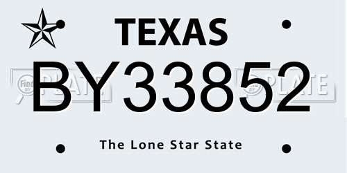 BY33852 Texas License Plate