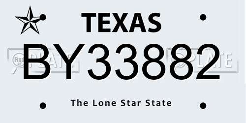 BY33882 Texas License Plate