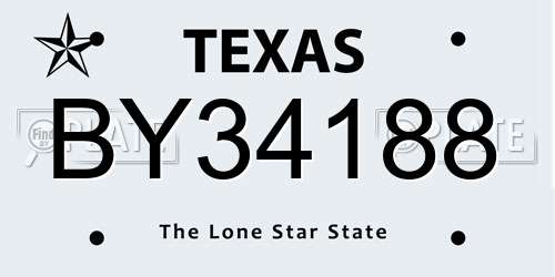 BY34188 Texas License Plate