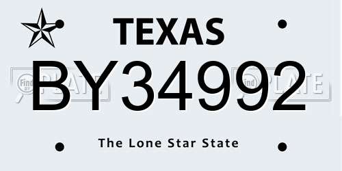 BY34992 Texas License Plate