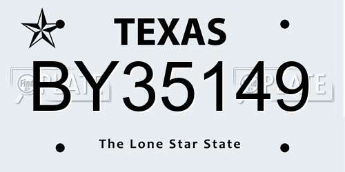 BY35149 Texas License Plate