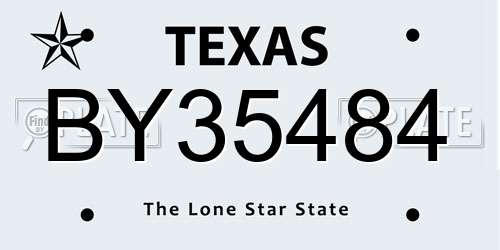 BY35484 Texas License Plate