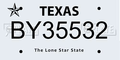 BY35532 Texas License Plate