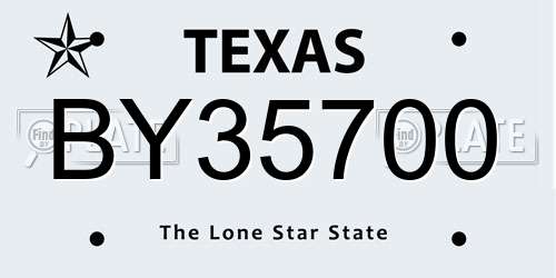 BY35700 Texas License Plate