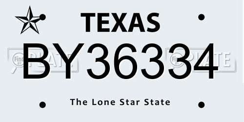 BY36334 Texas License Plate
