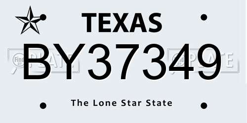 BY37349 Texas License Plate